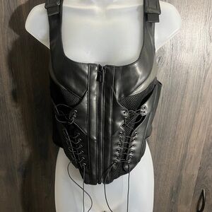 Sleek Black Lace-Up Women's Bodysuit